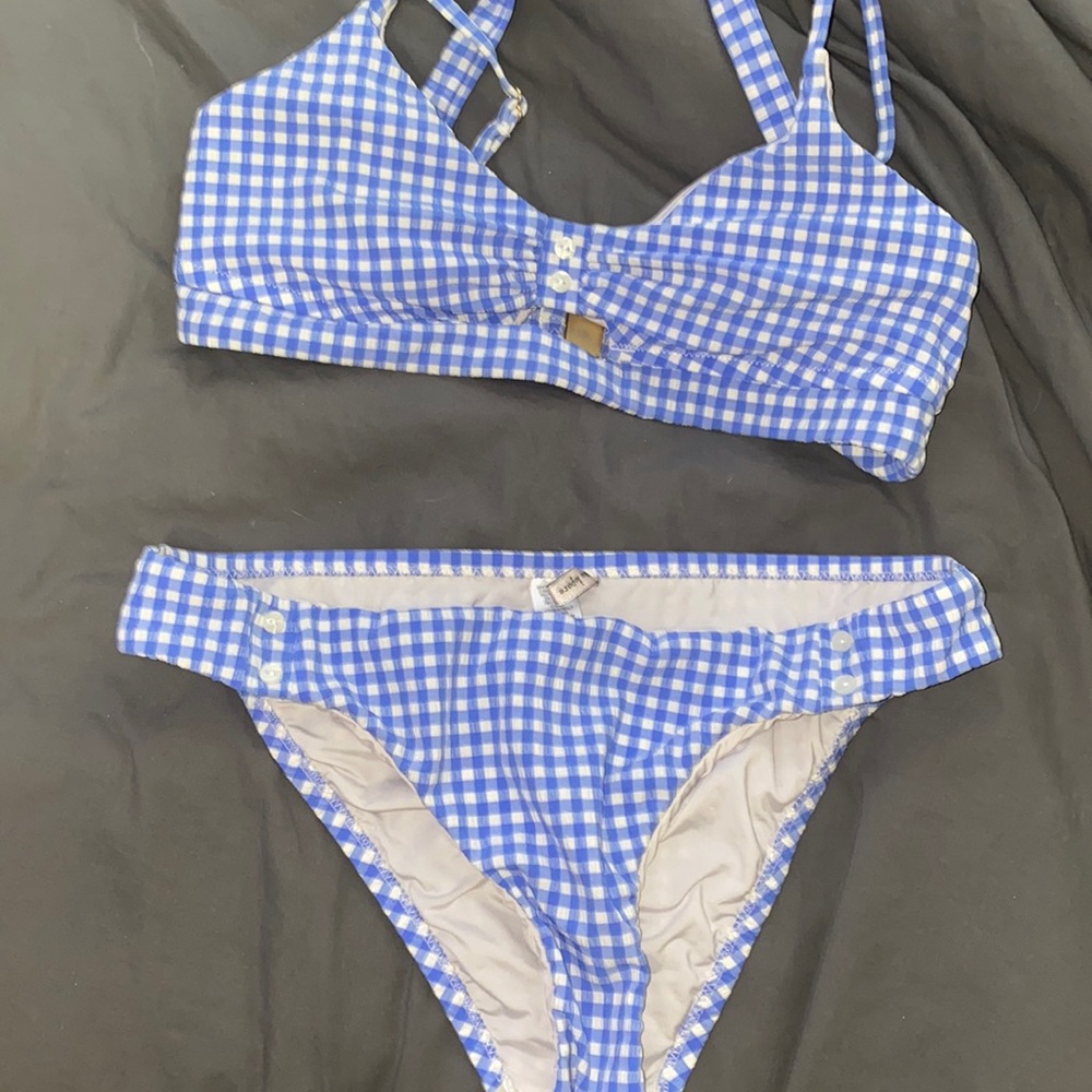 Nanette Lepore Blue Gingham 2 piece swimsuit
